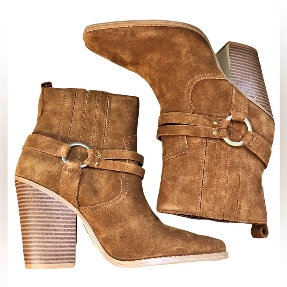 ALDO Brends suede leather ankle bootie cognac size 10New